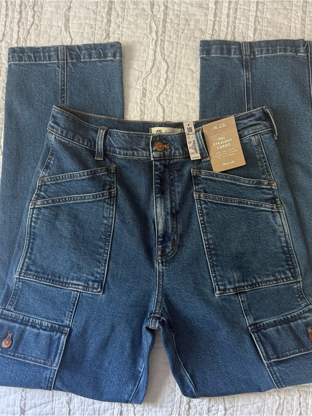 NWT Madewell 90s Straight Cargo Utility Jean 28 Densmore Wash